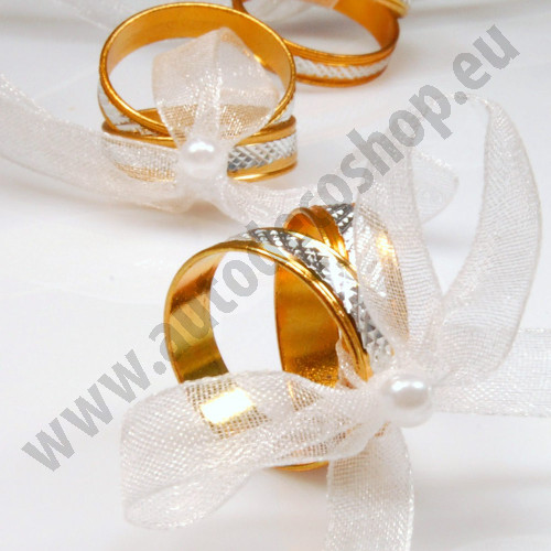 Zlatostříbrné prstýnky svázané stužkou (1 pár)