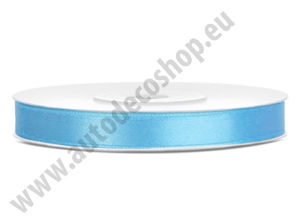 Jednolící atlasová stuha - 6 mm - světle modrá ( 25 m / ks )