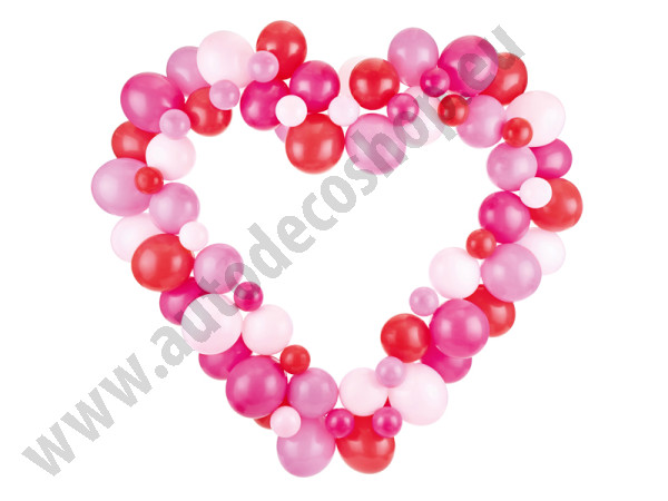 Balonková grilanda srdce - mix růžová,červená 160 cm (1ks)