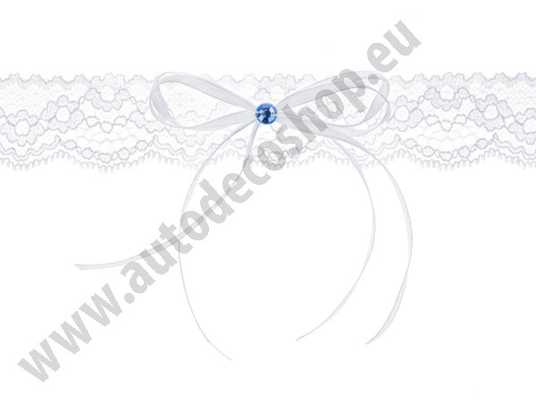 Svatební podvazek - bílá krajka, mašlička (1 ks)