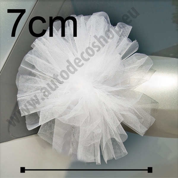 Tylové koule na výzdobu svatebního auta - bílá (Ø7cm, 8ks/bal)