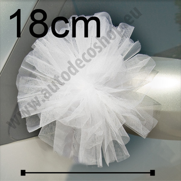 Tylové koule na výzdobu svatebního auta - bílá (18cm, 6ks/kr)