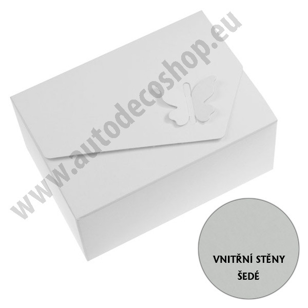 Krabička na výslužku MOTÝLEK,18 x 13 x 8 cm - bílá/šedá (10 ks/bal)
