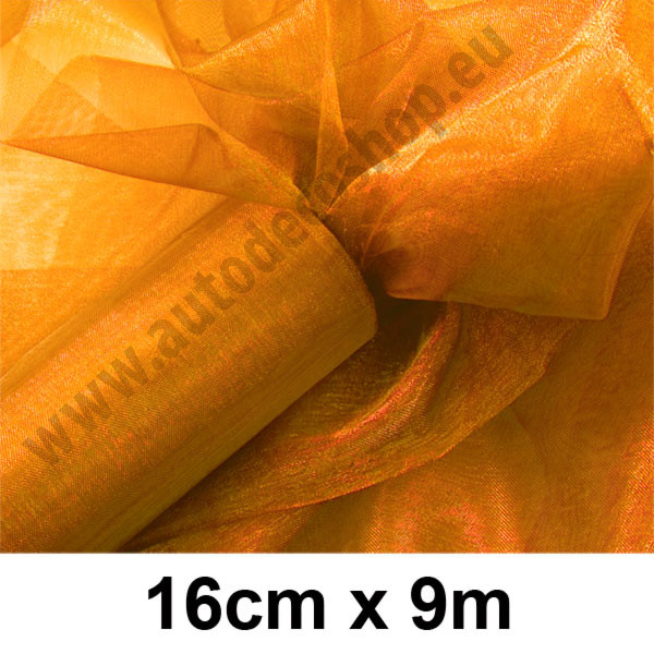 Organzová řezaná stuha 16cm - oranžová  (9m/rol)