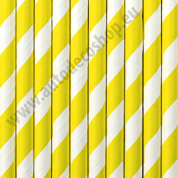 Papírové brčko s pruhy - žlutá / bílá ( 10 ks / bal )