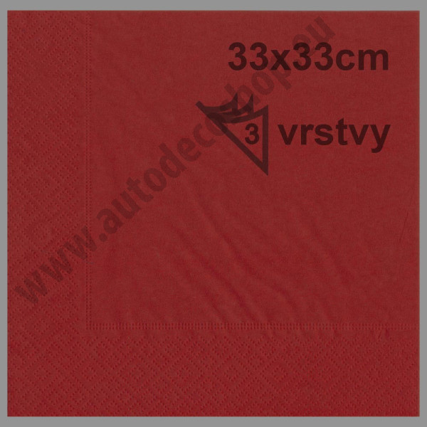 Svatební ubrousky 33 x 33 cm - červená  (20 ks/bal)