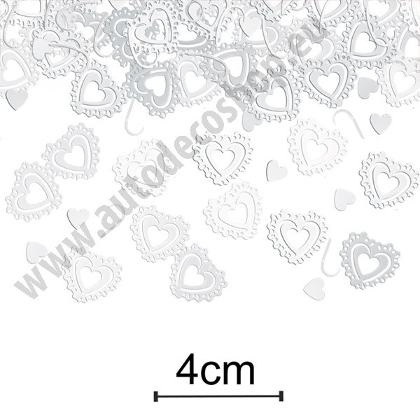 Vysekávané konfety Srdce - bílá ( 15 g/bal )