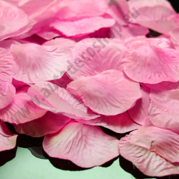 Textilní plátky růží na házení 48x52mm - růžová (100ks/bal)
