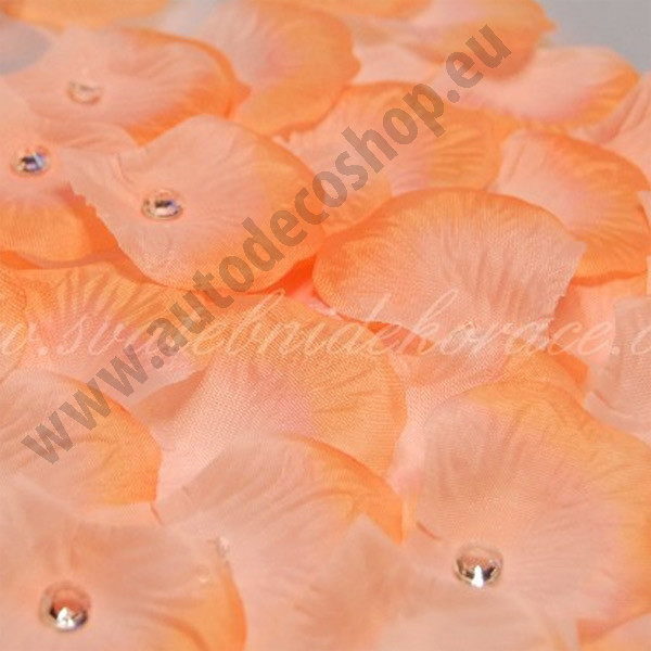 Textilní plátky růží na házení 48 x 52 mm - broskvová (100 ks/bal)