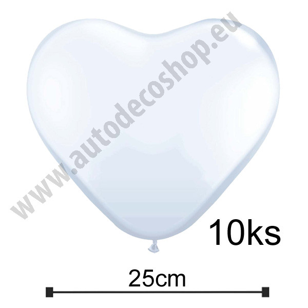 Balonek SRDCE - Ø25 cm - bílá (10 ks/bal)