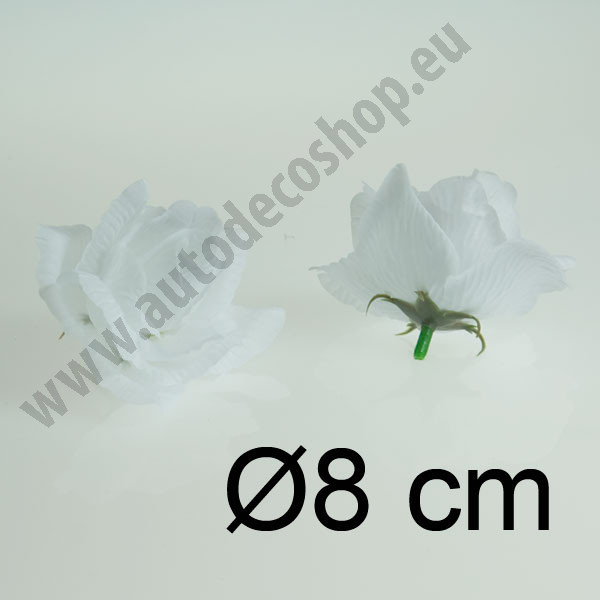 Umělá růže textilní  Ø8 cm - bílá (10 ks/bal)