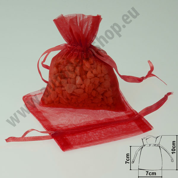 Organzový pytlíček 7 x 10 cm - červená (10 ks/bal)