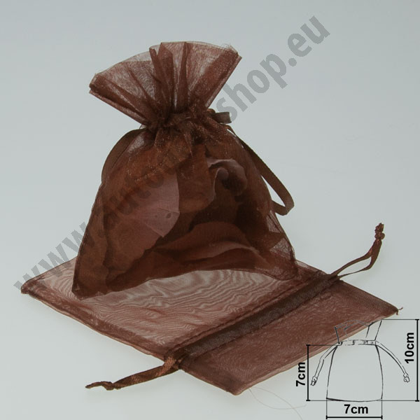 Organzový pytlíček 7 x 10 cm - čokoládová (10 ks/bal)