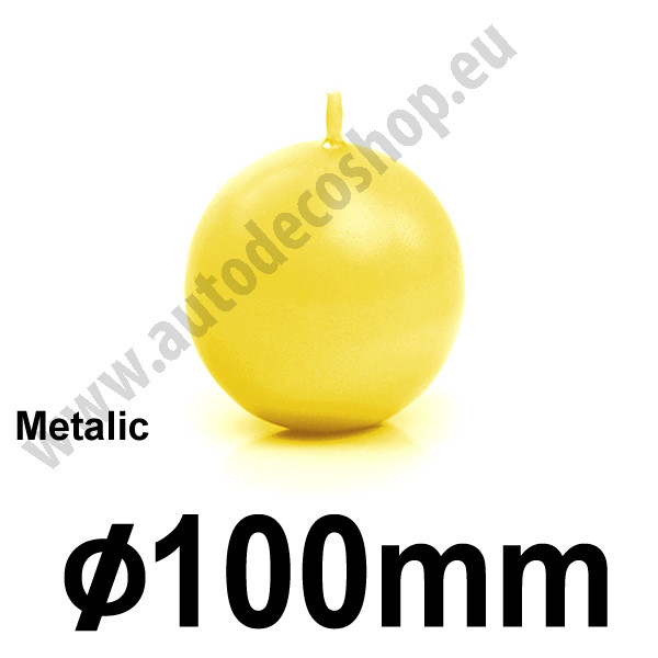 Svíčka koule METALIC, Ø 10 cm - žlutá ( 1 ks )