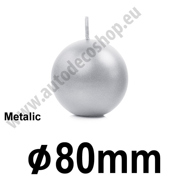 Svíčka koule METALIC Ø 8 cm  - stříbrná (1 ks)