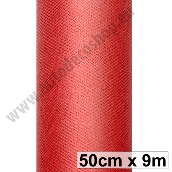 Svatební a aranžerský tyl 50 cm - červená (9 m/rol)