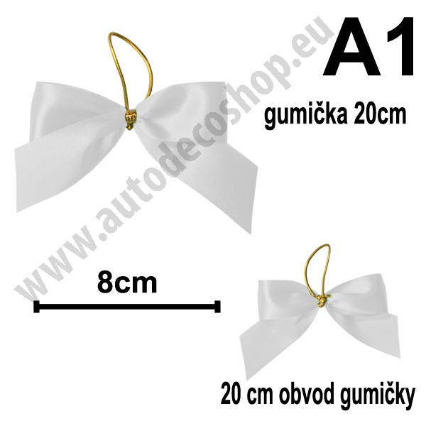 Mašlička s gumičkou 20 cm - typ A1 - bílá (10 ks/bal)