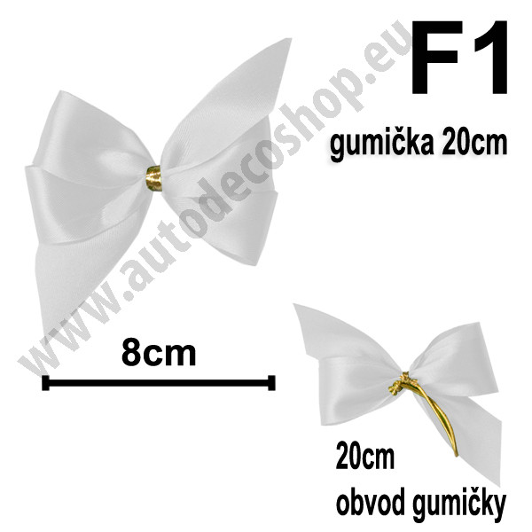 Mašlička s gumičkou 20 cm - typ F1 - bílá (10 ks/bal)