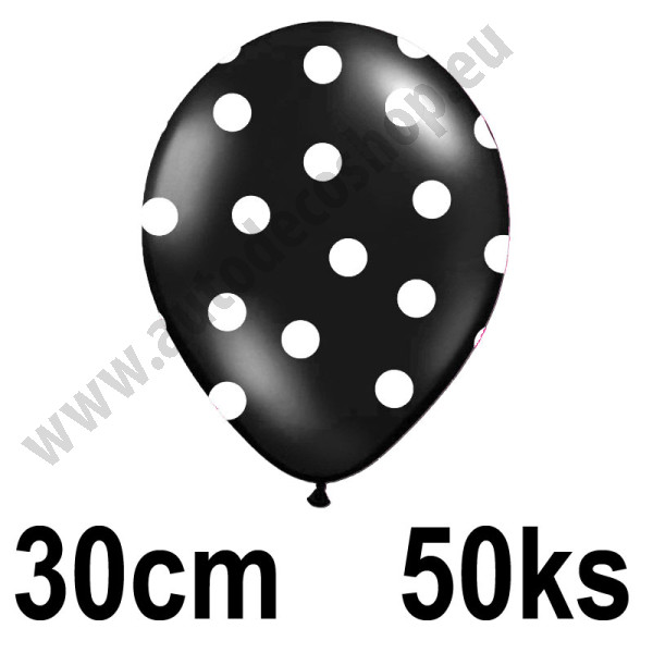 Balonek s puntíky - Ø 30 cm - černá / bílá ( 50 ks/bal )