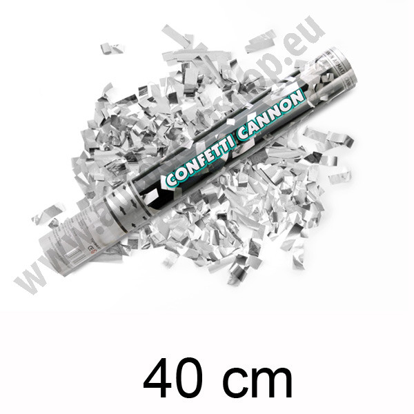Vystřelovací konfety 40cm - metal stříbrná ( 1ks )