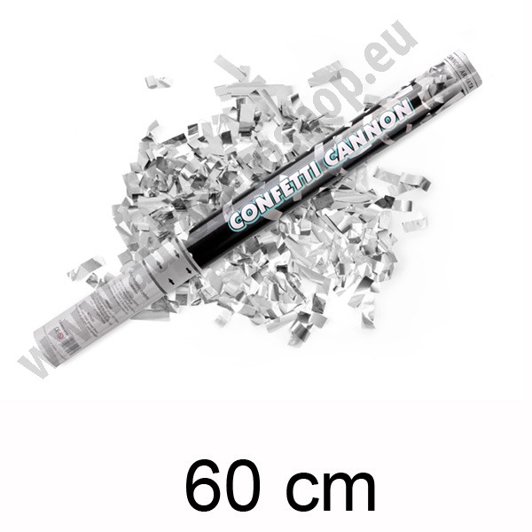 Vystřelovací konfety 60cm - metal stříbrná ( 1ks )