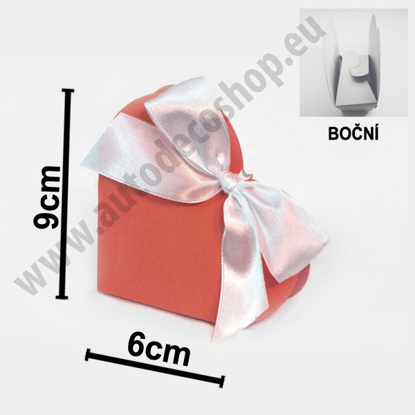 Dárková krabička SRDÍČKO 9 x 9 x 3 cm - červená (10 ks/bal)