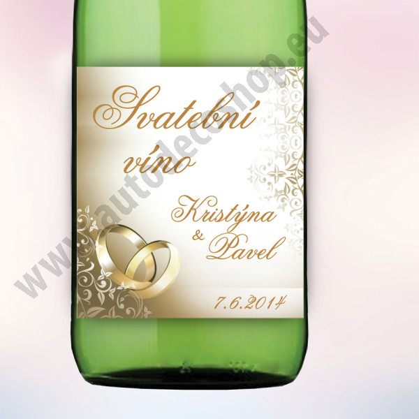 Etiketa na víno ZLATÉ PRSTENY 9 x 10 cm - zlatá (6 ks/bal)