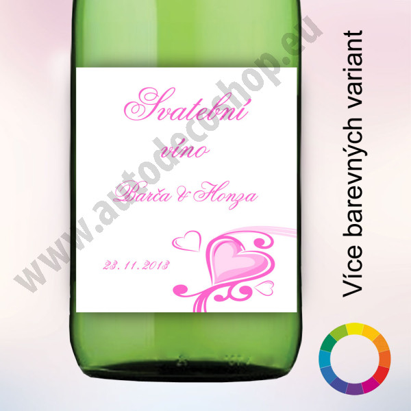 Etiketa na víno LOVE 9 x 10 cm - více barev (6 ks/bal)