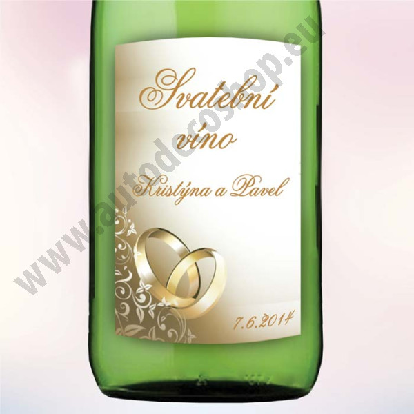 Svatební víno - Zlaté prsteny (1 ks)