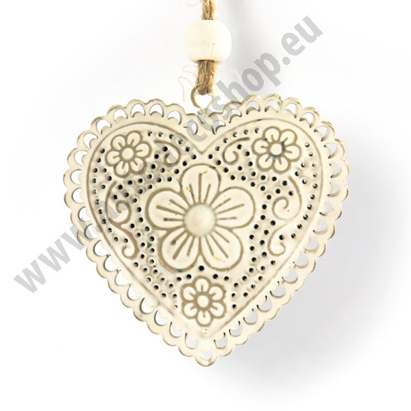 Metalové srdce - Srdce 6,5 cm - bílá (1 ks)