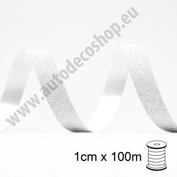 Stuha KABARET -  spule 10 mm / 100 m  -  stříbrná (1 ks)
