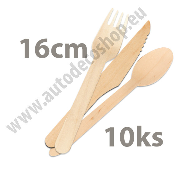 10 x set dřevěných příborů - lžíce, nůž, vidlička