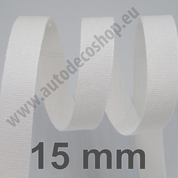 Bavlněná stuha - Cordula 15 mm - bílá 101 (20 m)