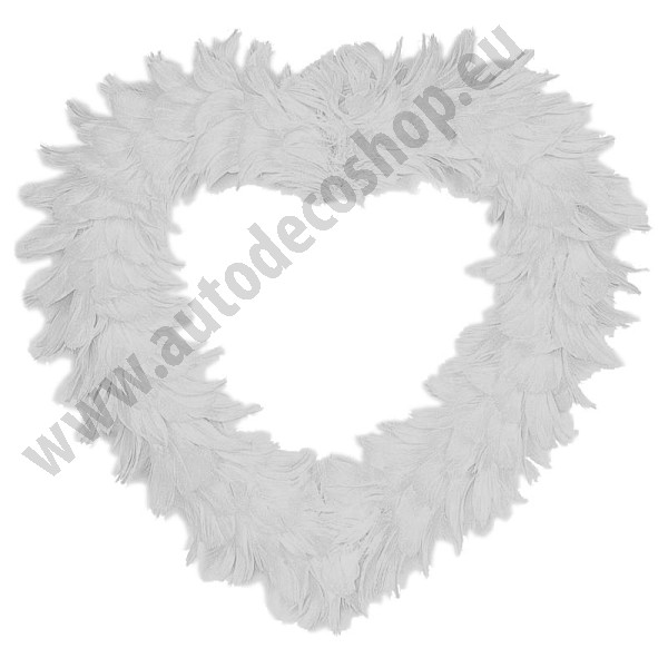 Péřové dekorační srdce 30 x 30 cm - bílá (1 ks)