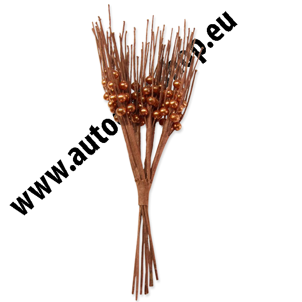 Přízdoba - větvička s perličkou 12cm - čokoládová (2ks/bal)