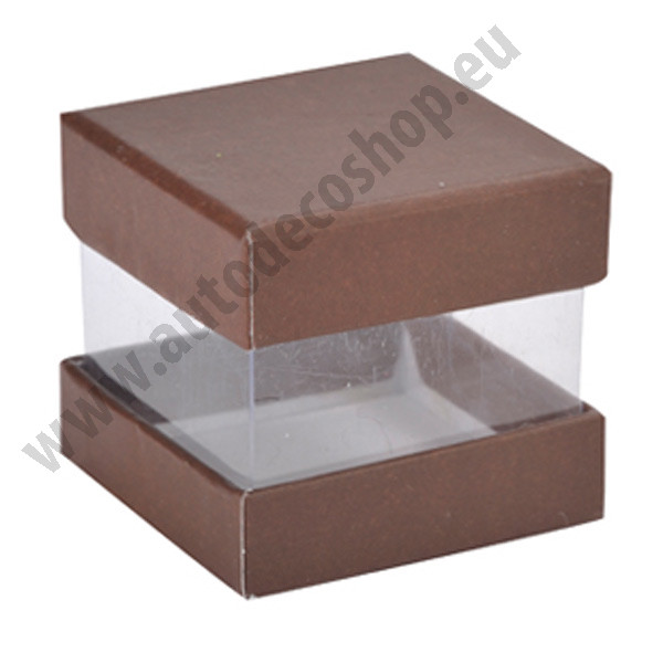 Dárková krabička s víčkem, 4x4x4 cm - čokoládová (6 ks/bal)