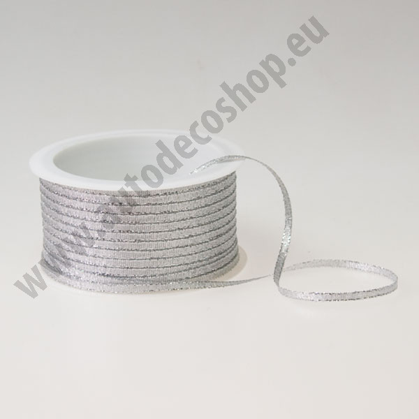 Brokátová stuha BRANDO - stříbrná (3 mm, 50 m/rol)