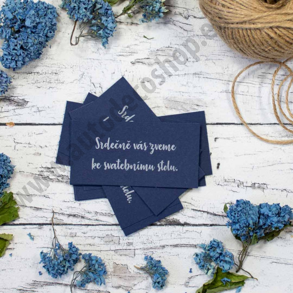 Pozvánka ke svatebnímu stolu - PRAHA 9A tmavě modrá (1ks)