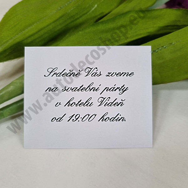 Pozvánka ke svatebnímu stolu UNI 8 x 6,5 cm - bílá křída (1 ks)