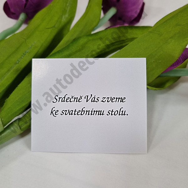 Pozvánka ke svatebnímu stolu UNI 8 x 6,5 cm - lesk (1 ks)