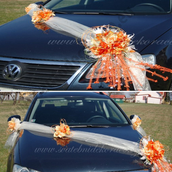 Pronájem dekorace na auto - oranžová šerpa (1 ks)