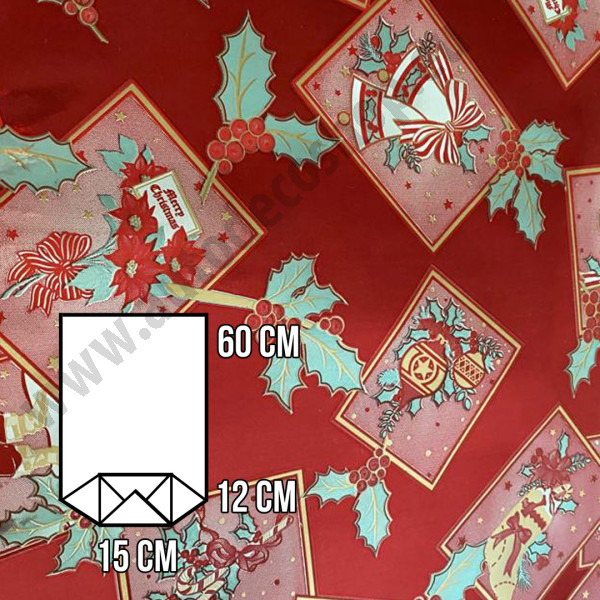 Sáček KMP 150 x 120 x 600 mm - Vánoce, červená (25 ks / bal)