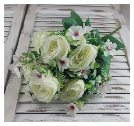 Kytice růží, mini květina 50 cm, KRÉMOVÁ MO-371271