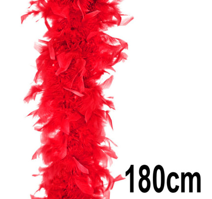 Péřové dekorační boa 180cm - červená (1ks)