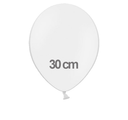 Balonek pastelový - Ø30 cm - bílá (100 ks/bal)
