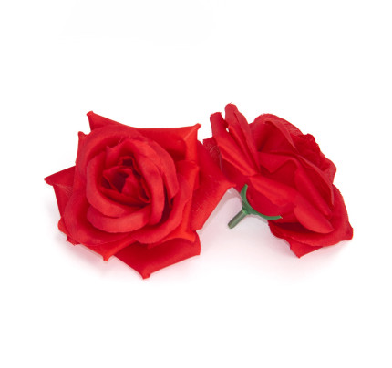 Umělá růže textilní  Ø8 cm - červená (10 ks/bal)