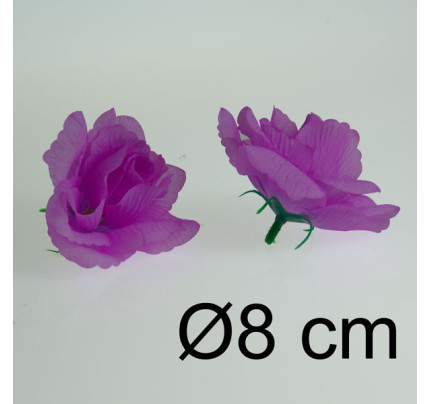 Umělá růže textilní Ø8 cm - švestková