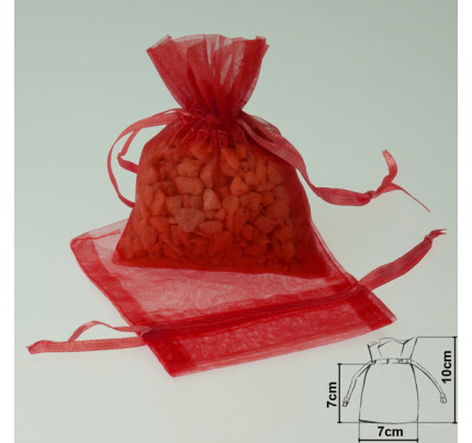 Organzový pytlíček 7 x 10 cm - červená (10 ks/bal)