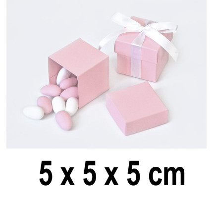 Dárková krabička CUBE 5 x 5 x 5 cm - růžová (10 ks/bal)