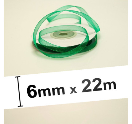 Stuha šifonová - zelená (6 mm, 22 m)